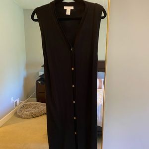 Short sleeve black maxi vest dress